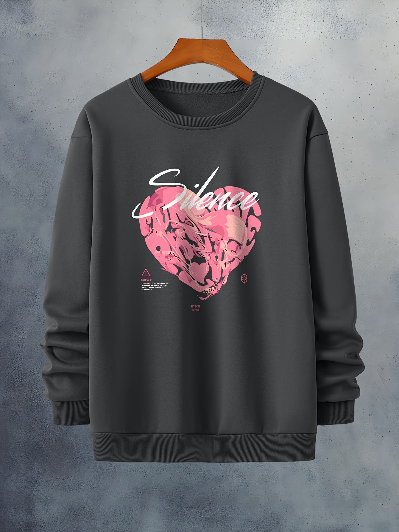 Men's Fleece-Lined Heart Design Sweatshirt