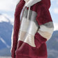 Color Block Fuzzy Hooded Coat