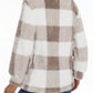 Plaid Pattern Button Front Teddy Coat