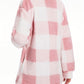 Plaid Pattern Button Front Teddy Coat