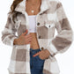 Plaid Pattern Button Front Teddy Coat