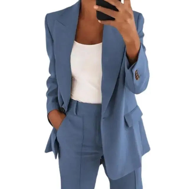 EleganceEssence™    |     Solid Color Blazer Long Sleeve