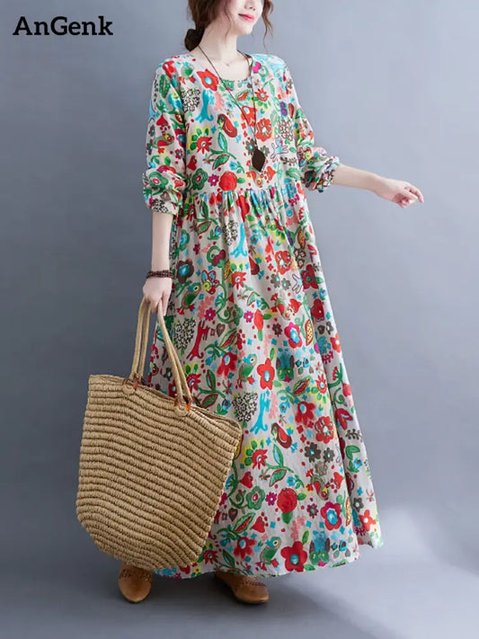 BloomGlow™      |       Floral Print Long Sleeve Dresses