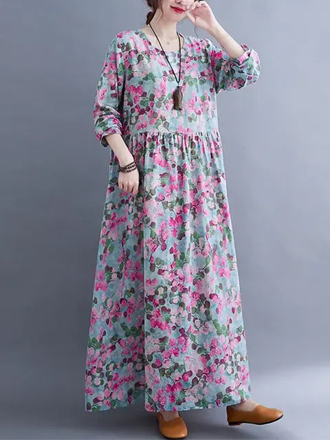 BloomGlow™      |       Floral Print Long Sleeve Dresses