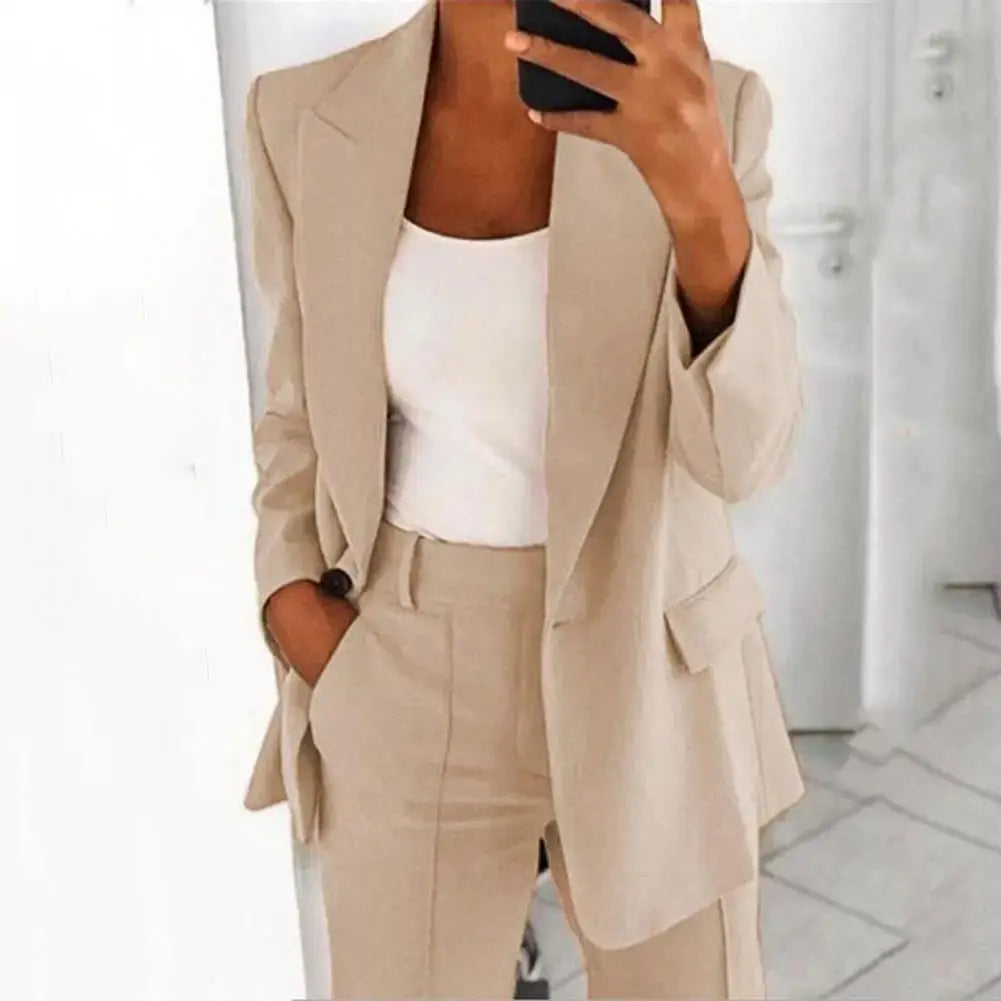 EleganceEssence™    |     Solid Color Blazer Long Sleeve