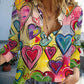 Women's Casual Button-Down Lapel Shirt with 3D Heart Print