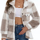 Plaid Pattern Button Front Teddy Coat