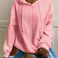 Solid Textured Drawstring Hoodie