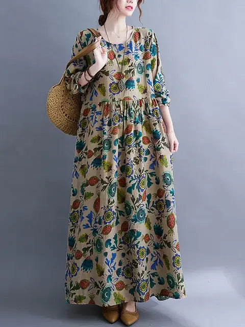 BloomGlow™      |       Floral Print Long Sleeve Dresses