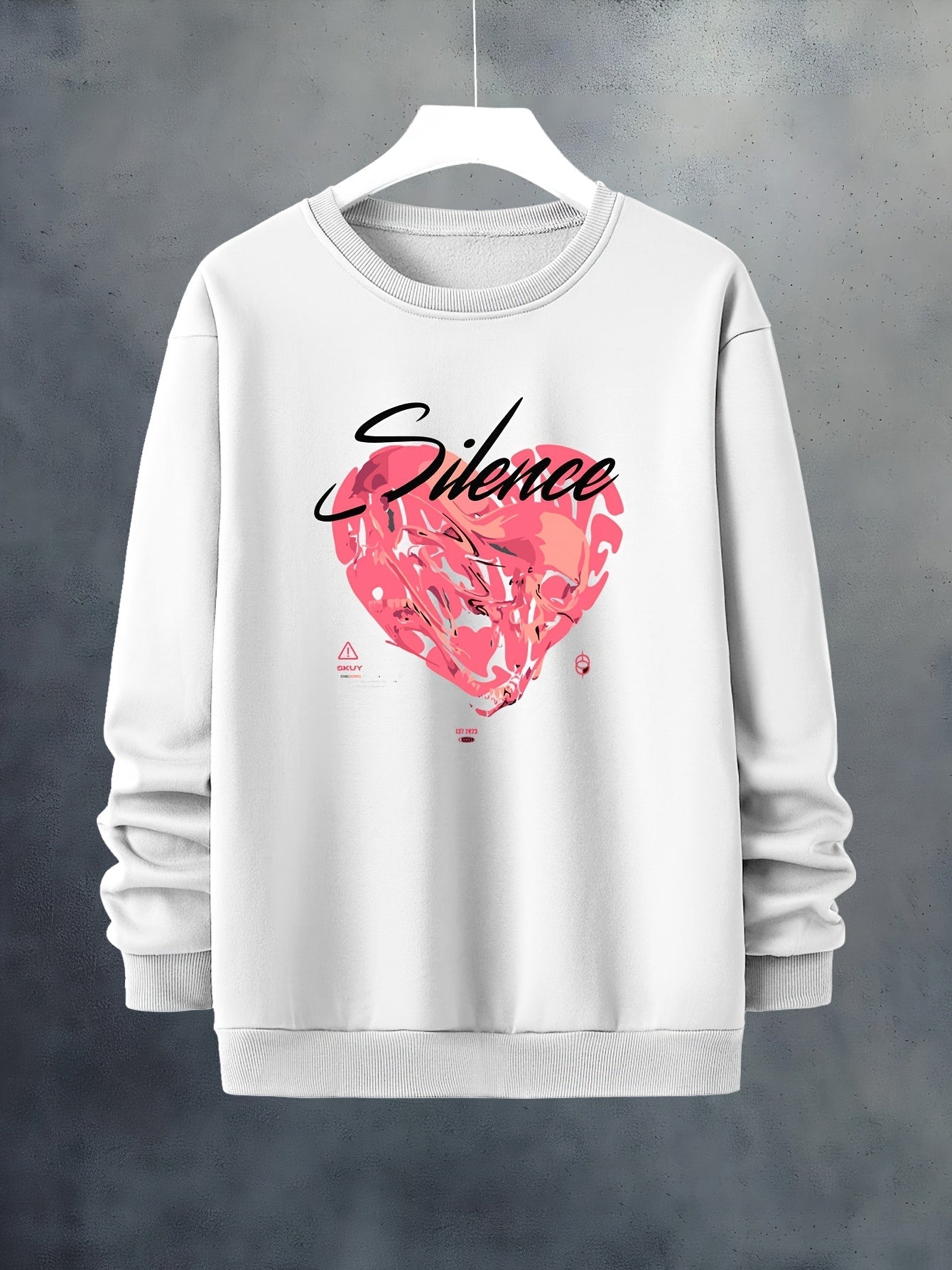 Men's Fleece-Lined Heart Design Sweatshirt