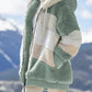 Color Block Fuzzy Hooded Coat