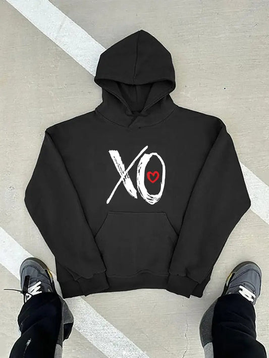 Men's Casual XO Print Valentine's Hoodie