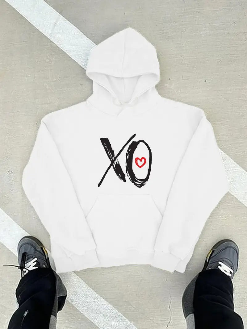 Men's Casual XO Print Valentine's Hoodie