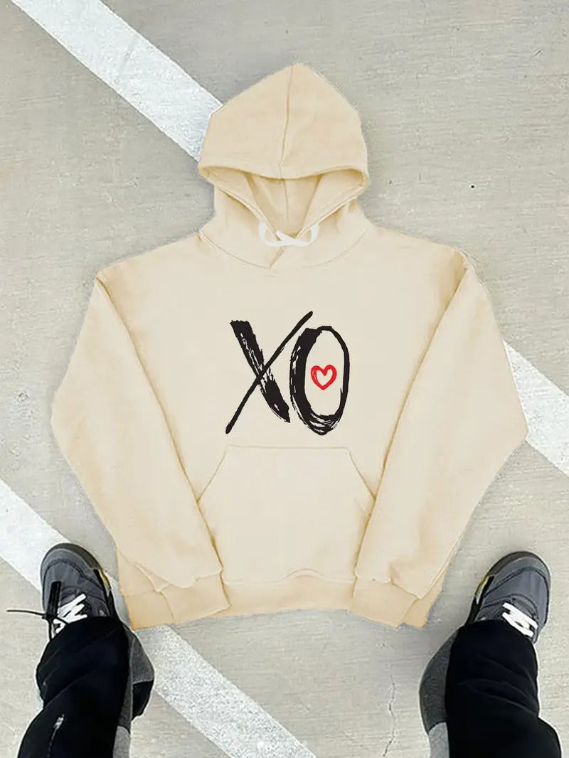 Men's Casual XO Print Valentine's Hoodie