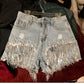 DenimDazzle™      |       Tassel Beading Denim Short