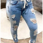 Mid Rise Distressed Trouser