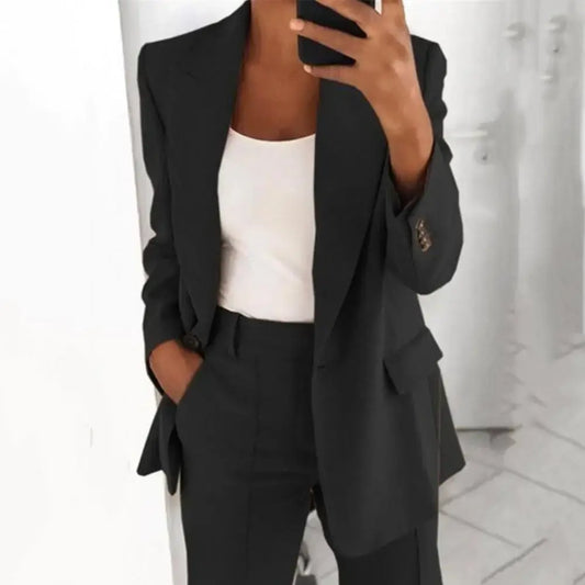 EleganceEssence™    |     Solid Color Blazer Long Sleeve