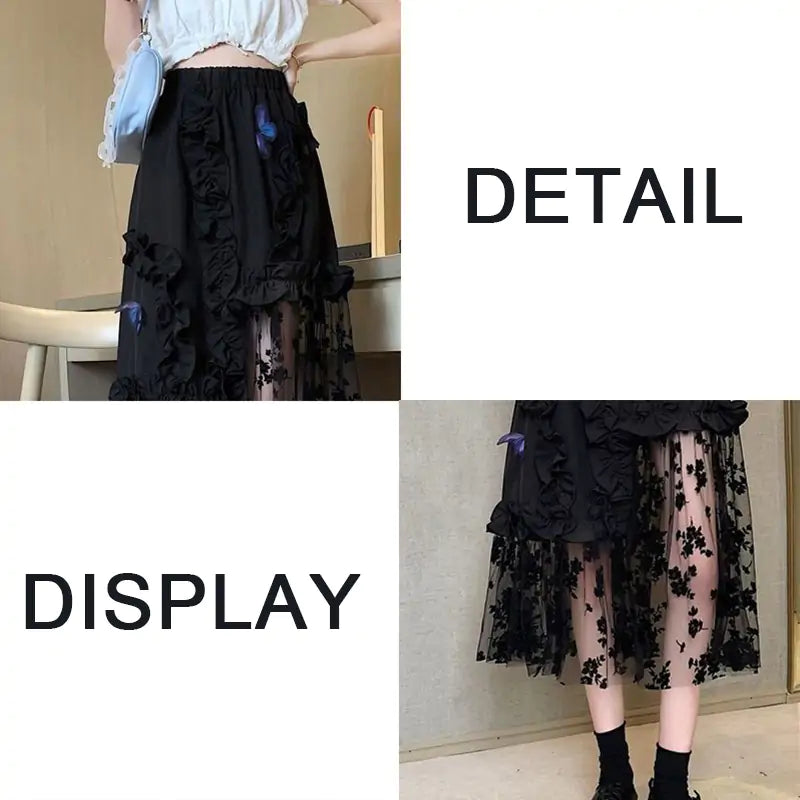 LaceLuxe™    |      Black Lace Patchwork Skirt