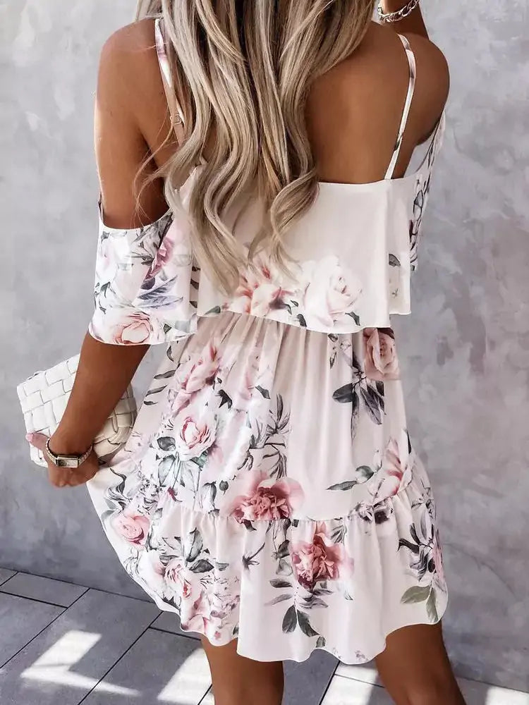 BloomGlow™        |     Off Shoulder Floral Mini Dress