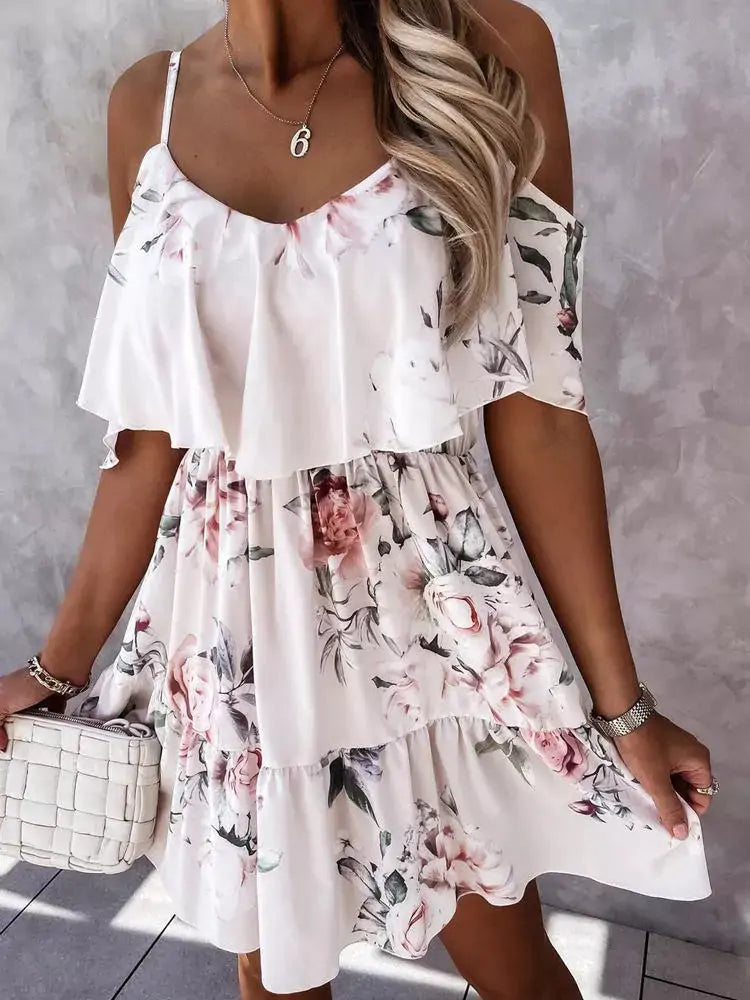 BloomGlow™        |     Off Shoulder Floral Mini Dress